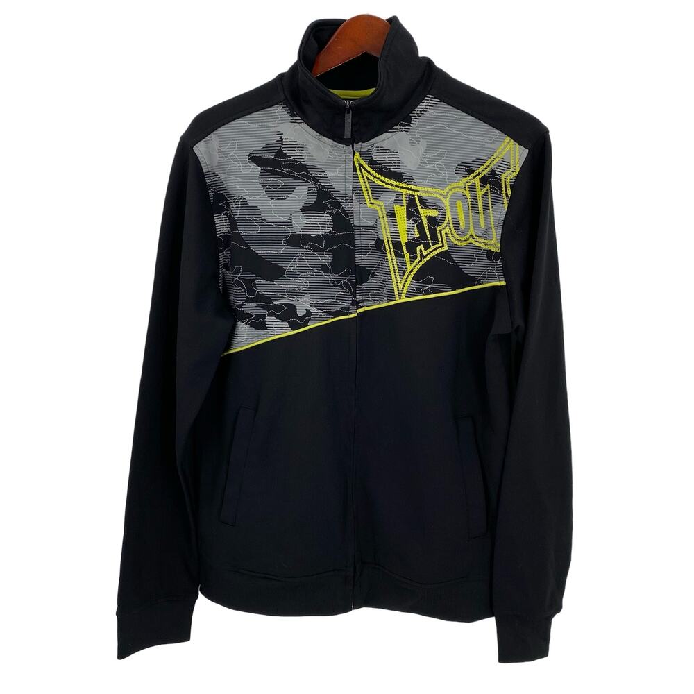 Tapout full zip track jacket mens size M black gray